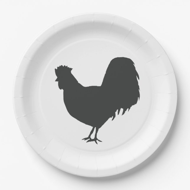 Rooster Silhouette Barnyard Party Paper Napkin Paper Plate (Front)