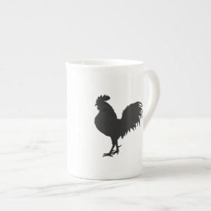 Rooster  silhouette  - Choose background colour Bone China Mug