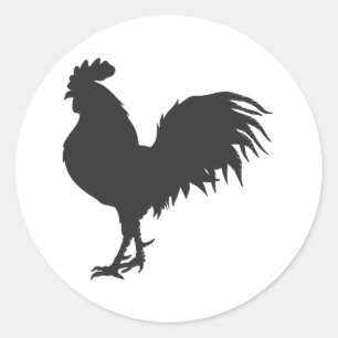 Rooster  silhouette  - Choose background colour Classic Round Sticker