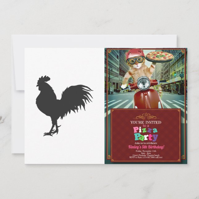 Rooster  silhouette  - Choose background colour Invitation (Front)