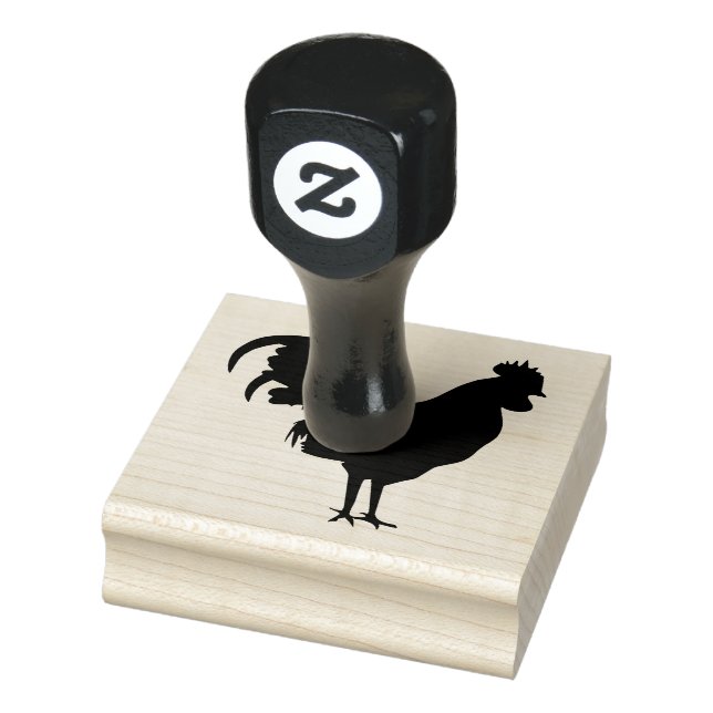 Rooster Silhouette Design Wooden Stamp (Stamp)