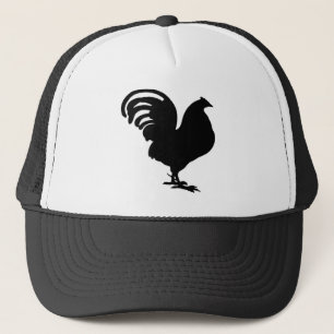 rooster silhouette in paece joy trucker hat