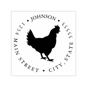 Rooster Silhouette Return Label Self-inking Stamp