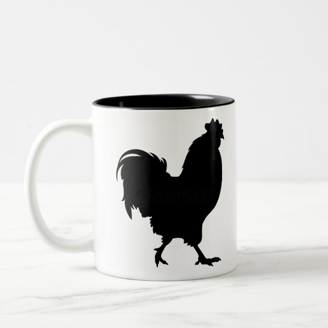 Rooster Silhouette Two-Tone Coffee Mug (Left)