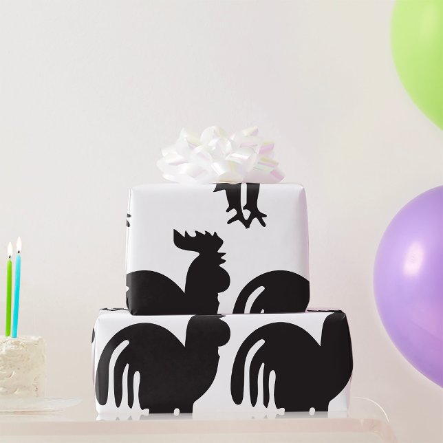 Rooster Silhouette Wrapping Paper (Creator Uploaded)