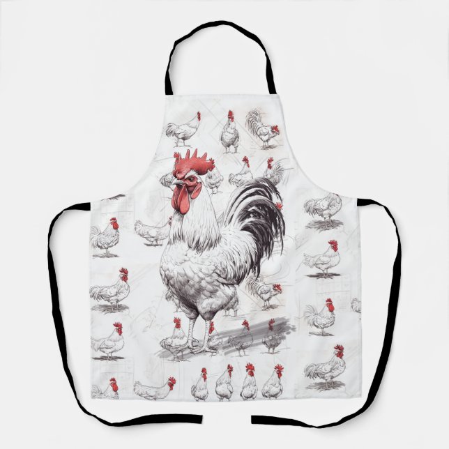 Rooster Sketches Apron (Front)