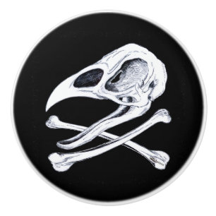 Rooster Skull and Crossbones Ceramic Knob