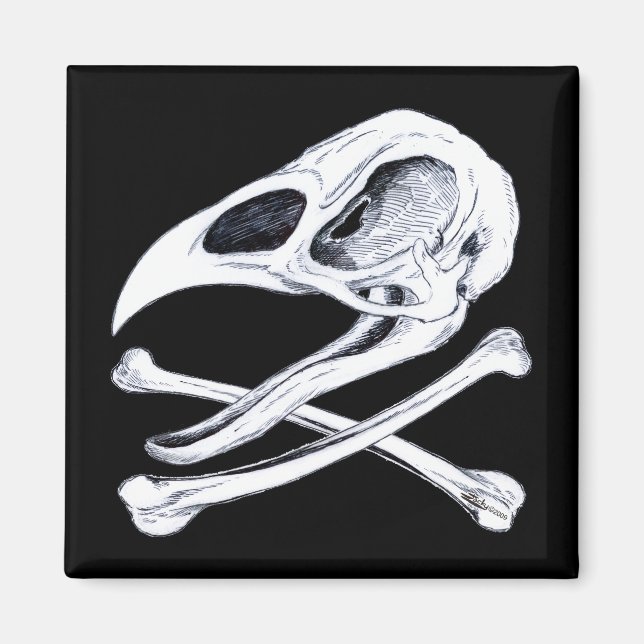 Rooster Skull and Crossbones Magnet (Front)