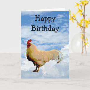 ROOSTER SKY CLOUDS HAPPY BIRTHDAY GREETING CARD