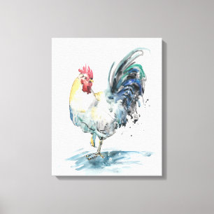 Rooster Splash - Watercolor Canvas Print