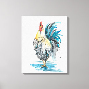 Rooster Splash - Watercolor Portrait Canvas Print