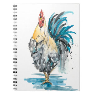 Rooster Splash - Watercolor Portrait Notebook