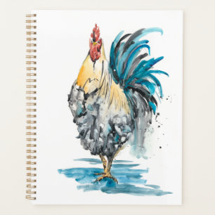 Rooster Splash - Watercolor Portrait Planner