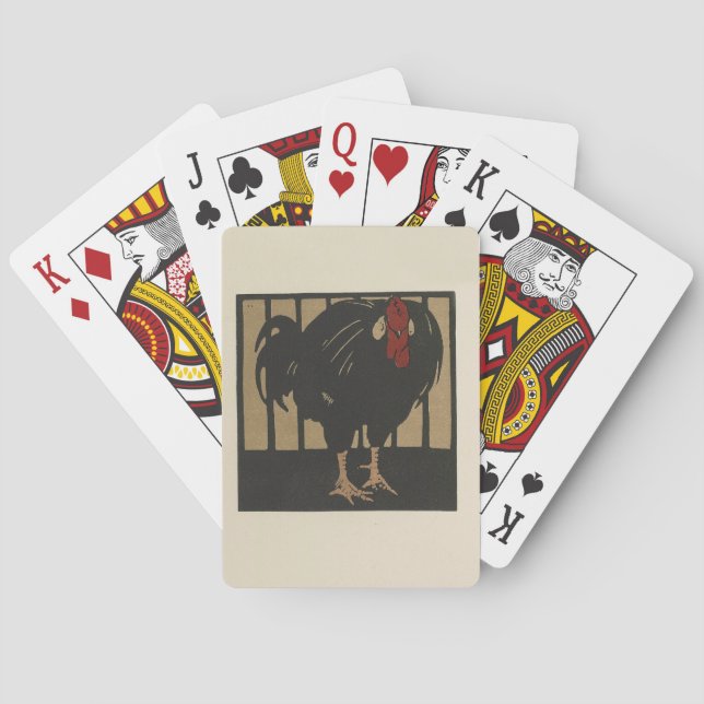 Rooster - Square Animals Illustration Playing Cards (Back)