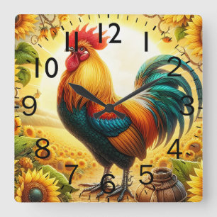 Rooster Square Wall Clock