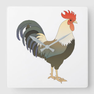 Rooster Square Wall Clock