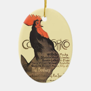 Rooster Steinlen Cocorico French Art Ceramic Ornament