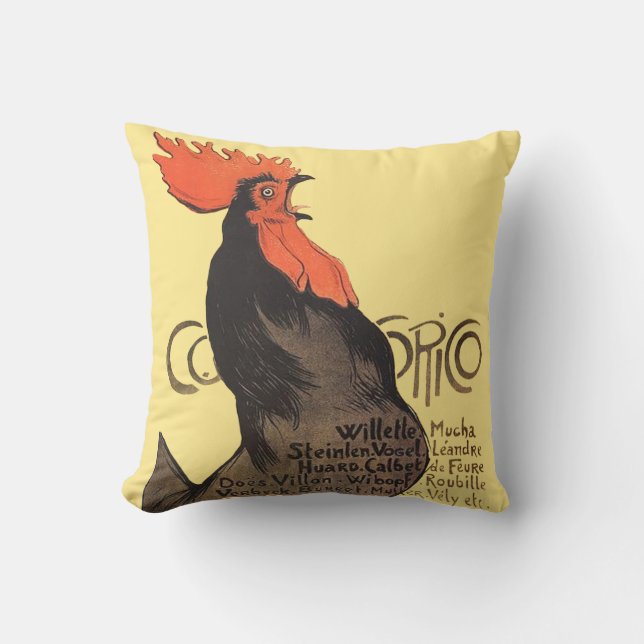 Rooster Steinlen Cocorico French Art Cushion (Front)