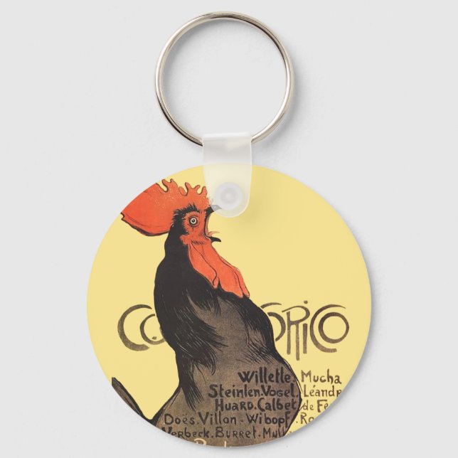 Rooster Steinlen Cocorico French Art Key Ring (Front)