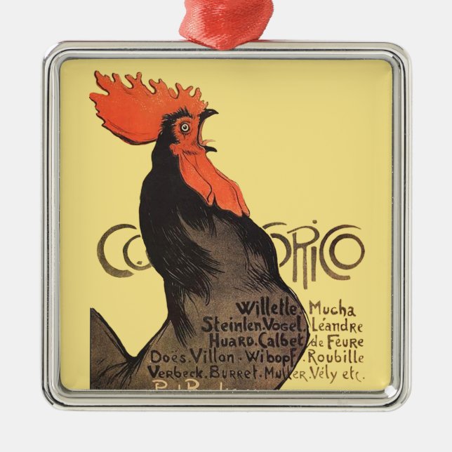 Rooster Steinlen Cocorico French Art Metal Tree Decoration (Front)