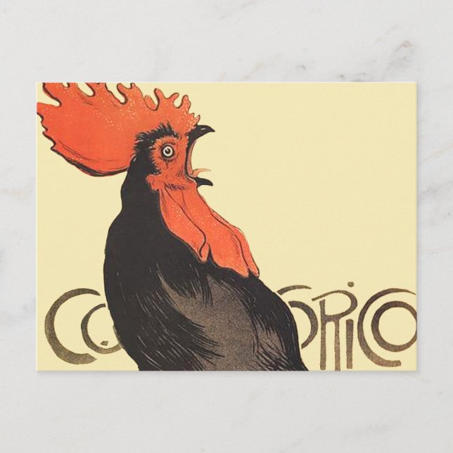 Rooster Steinlen Cocorico French Art Postcard (Front)