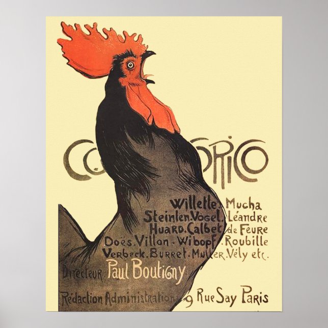Rooster Steinlen Cocorico French Art Poster (Front)