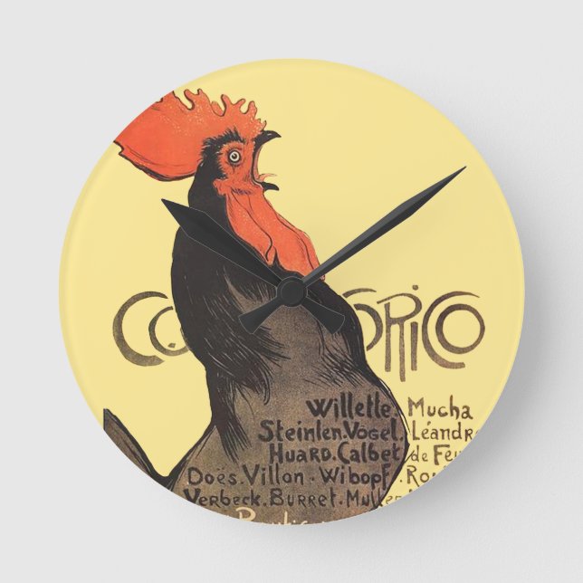Rooster Steinlen Cocorico French Art Round Clock (Front)