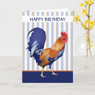 Rooster stripes Birthday Card