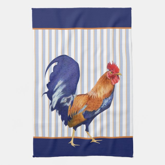 Rooster stripes Kitchen Towel (Vertical)