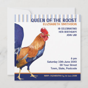 Rooster Stripes Party Invitation