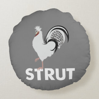 Rooster Strut Round Pillow