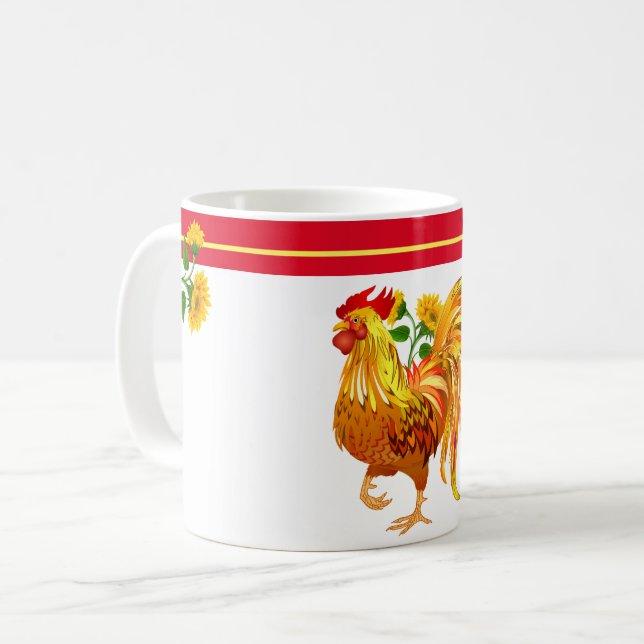 Rooster Sunflower Mug (Front Left)