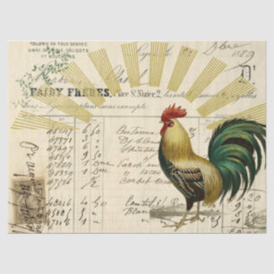 Rooster Sunrise Ephemera Decoupage Tissue Tissue Paper