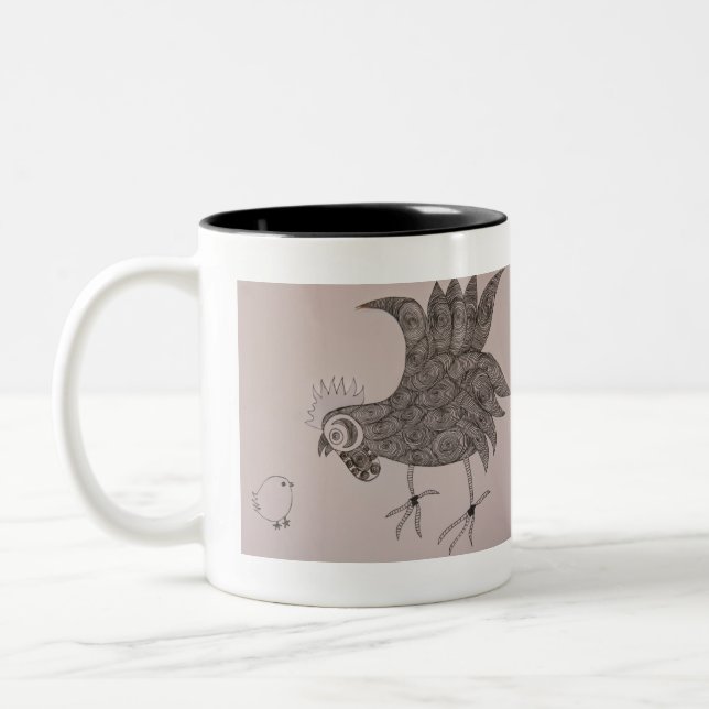 Rooster Talk Two-Tone Coffee Mug (Left)