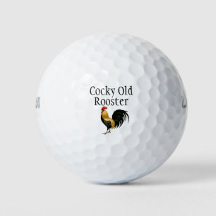 Rooster, text "Cocky Old Rooster" Golf Balls
