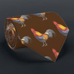 Rooster Tie<br><div class="desc">A detailed colour pencil drawing of a colourful rooster adorns this tie!</div>
