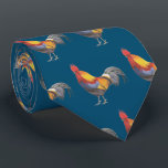 Rooster Tie<br><div class="desc">A detailed colour pencil drawing of a colourful rooster adorns this tie!</div>