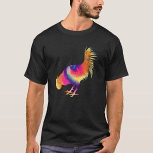 Rooster Tie Dye Colours Hippy Tribal Design T-Shirt