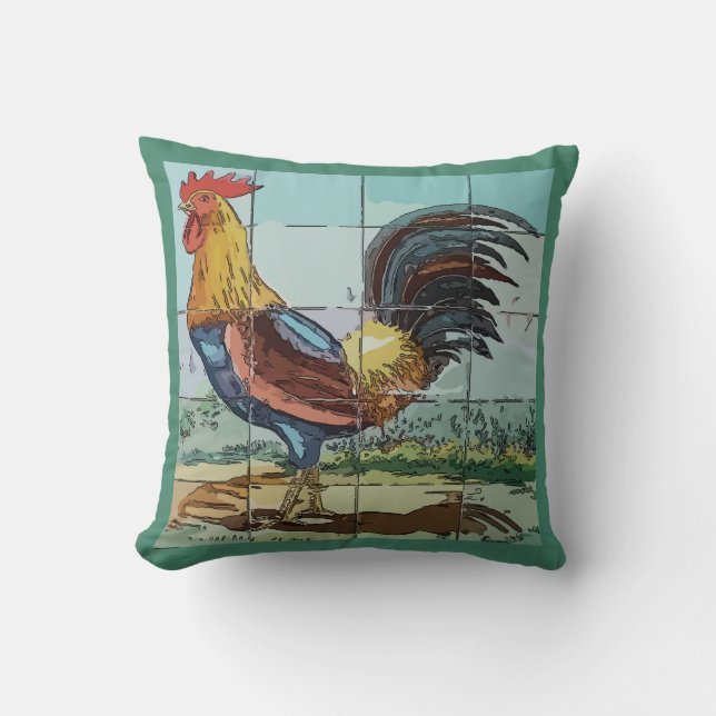 Rooster Tile Mural Cushion (Front)