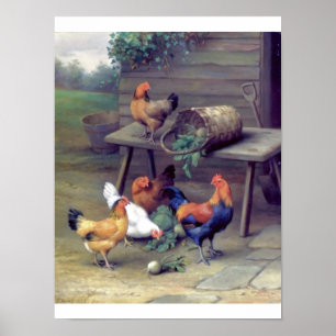 Rooster turnips farm poster