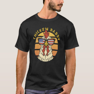 Rooster US Sunglasses Chicken Daddy Retro USA Flag T-Shirt