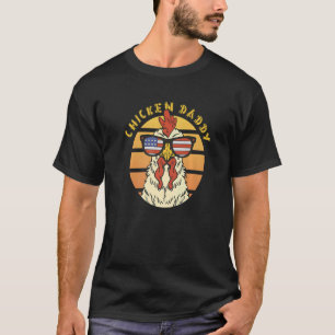 Rooster US Sunglasses Chicken Daddy Retro USA Flag T-Shirt