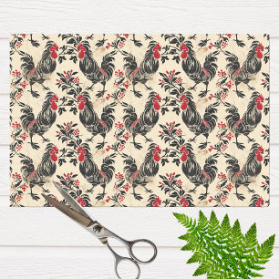 Rooster Vintage Chicken Pattern Aged Tissue Paper