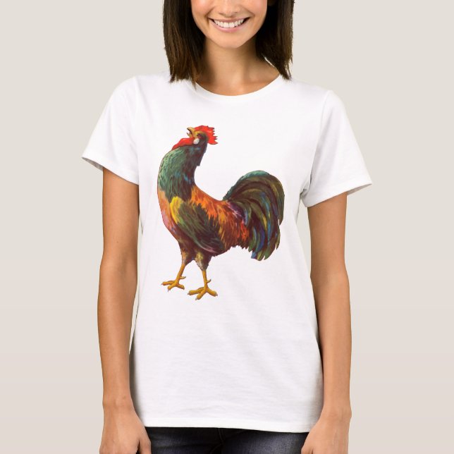 Rooster Vintage Kitchen Crate Art T-Shirt (Front)