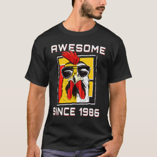 Rooster W Sunglasses I Awesome Since 1986  36th Bi T-Shirt