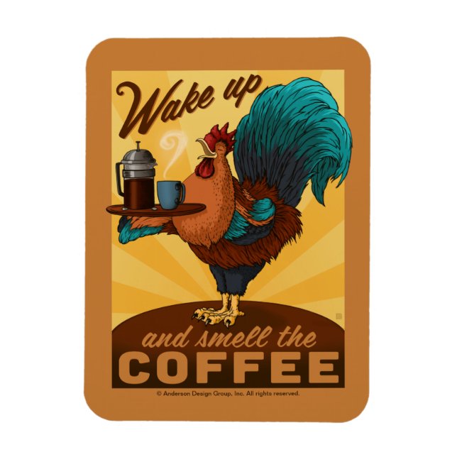 Rooster - Wake up and Smell the Coffee Magnet (Vertical)