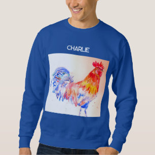 Rooster Watercolor Chicken Bird Cockerel Farm Sweatshirt