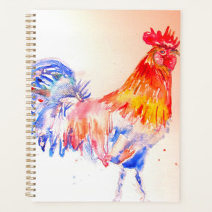 Rooster Watercolor Chicken Bird Kids Boys Notebook Planner