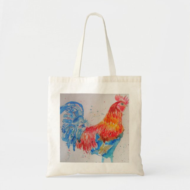 Rooster Watercolour Roosters Chicken Farm Tote Bag (Front)