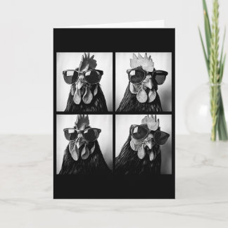 Rooster Wearing Sungles Photobooth Selfie Farm Chi Card